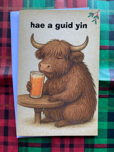 Highland Coo & Bru Christmas Card