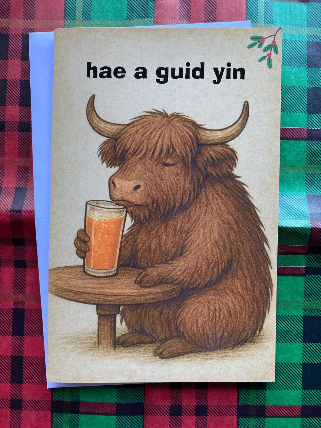 Highland Coo & Bru Christmas Card