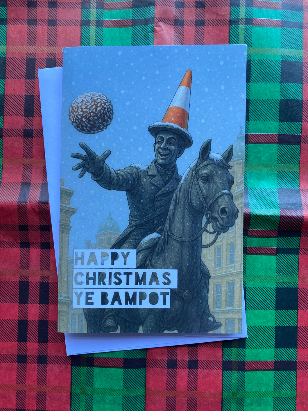 Snowball fight in Glasgow Christmas Card